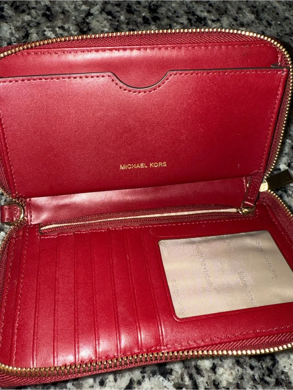 Michael Kors Leather/Velvet Design Wristlet Wallet